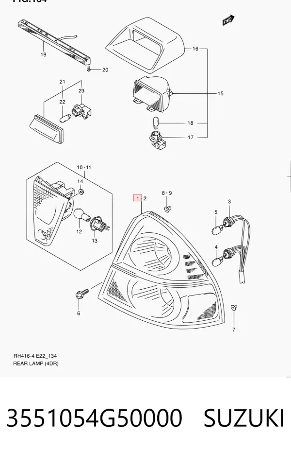 Фара противотуманная правая 3551054G50000 Suzuki