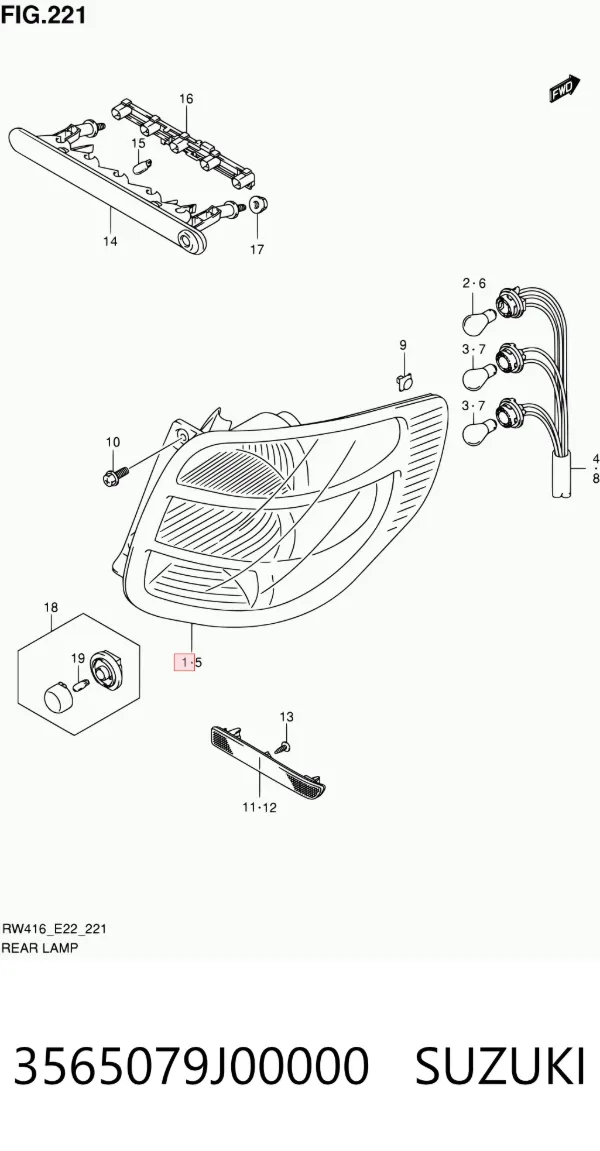 Задний фонарь 3565079J00000 Suzuki
