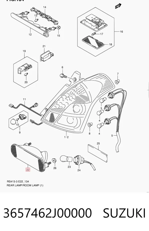 Фонарь противотуманный задний 3657462J00000 Suzuki
