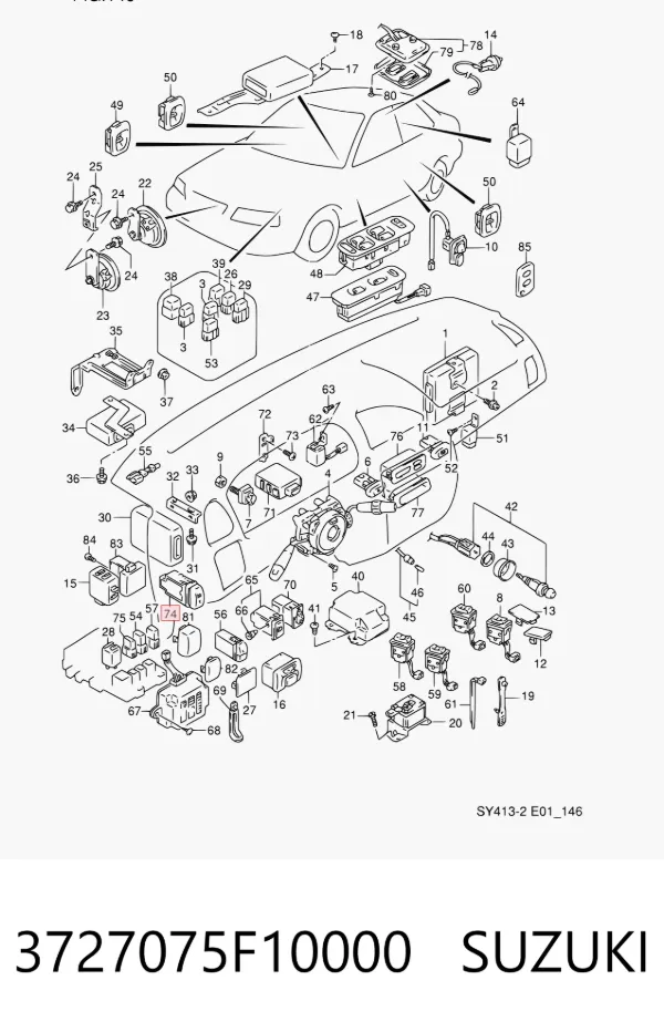 Кнопка включения противотуманных фар 3727075F10000 Suzuki