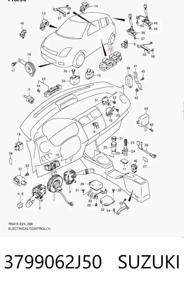 Кнопочный блок управления стеклоподъемником передний левый 3799062J50 Suzuki