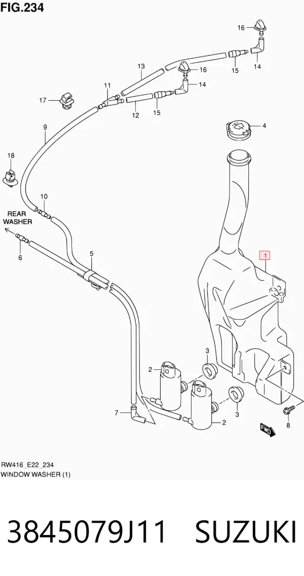 Бачок омывателя 3845079J11 Suzuki