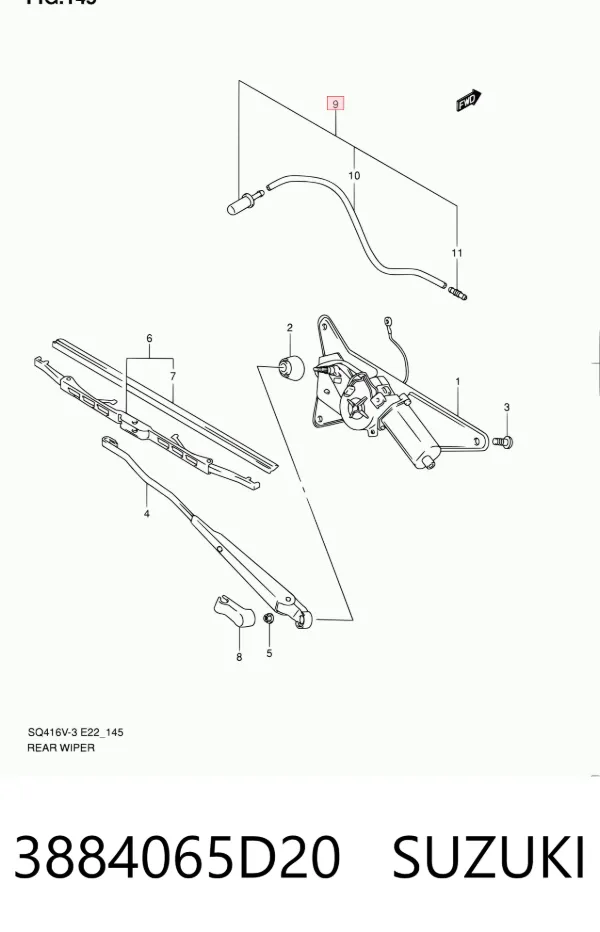 Форсунка омывателя заднего стекла 3884065D20 Suzuki