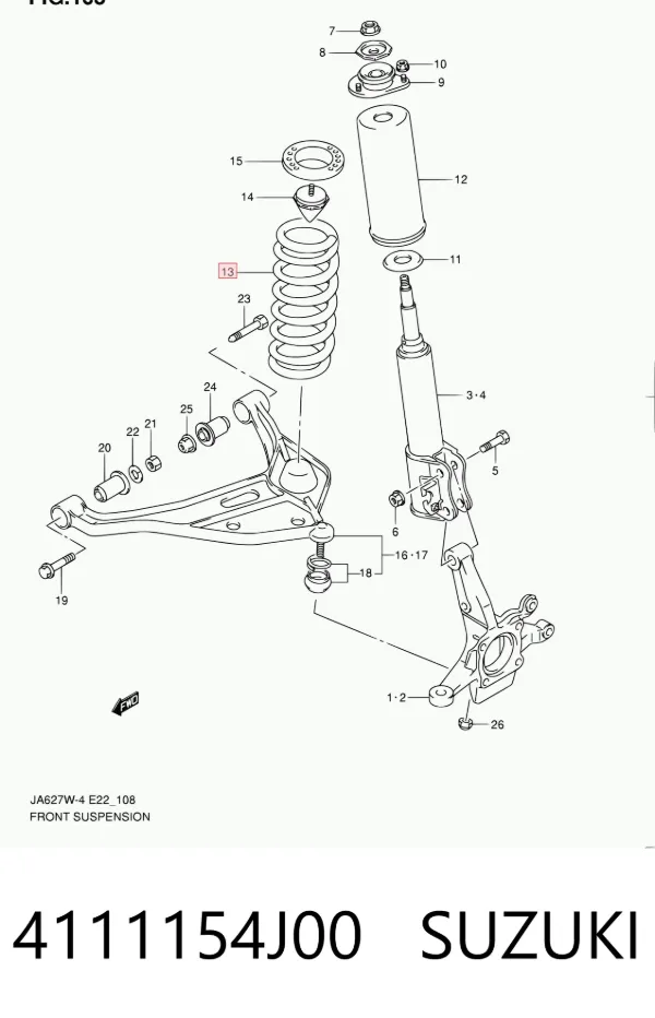Передняя пружина 4111154J00 Suzuki