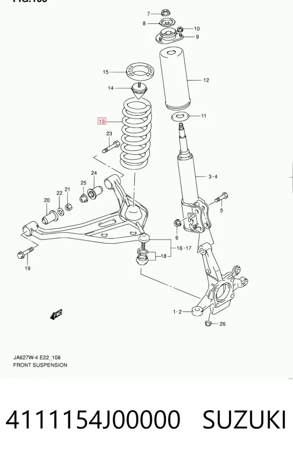 Передняя пружина 4111154J00000 Suzuki