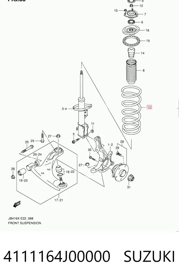 Передняя пружина 4111164J00000 Suzuki