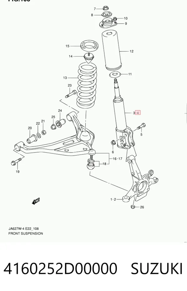 Амортизатор передний левый 4160252D00000 Suzuki