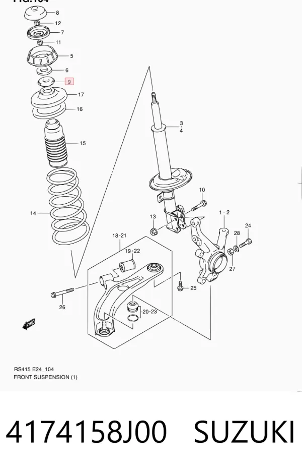 Опорный подшипник амортизатора 4174158J00 Suzuki