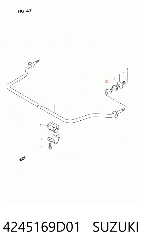 Сайлентблок стабилизатора переднего 4245169D01 Suzuki