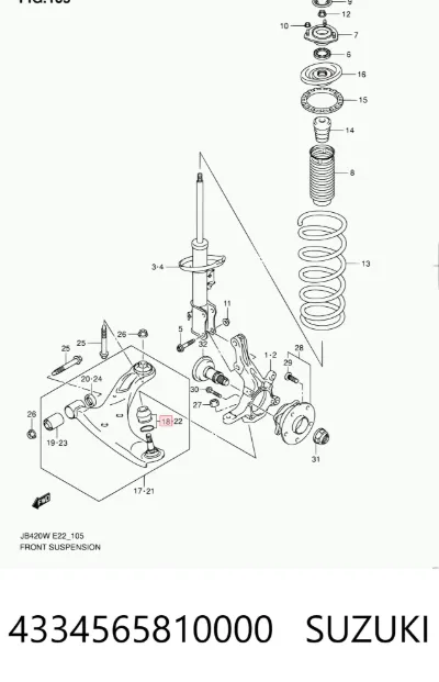 Пыльник опоры шаровой нижней SUZUKI 4334565810000