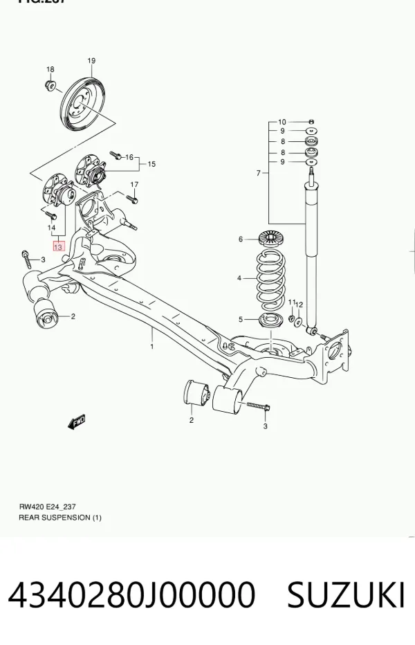 Задняя ступица 4340280J00000 Suzuki