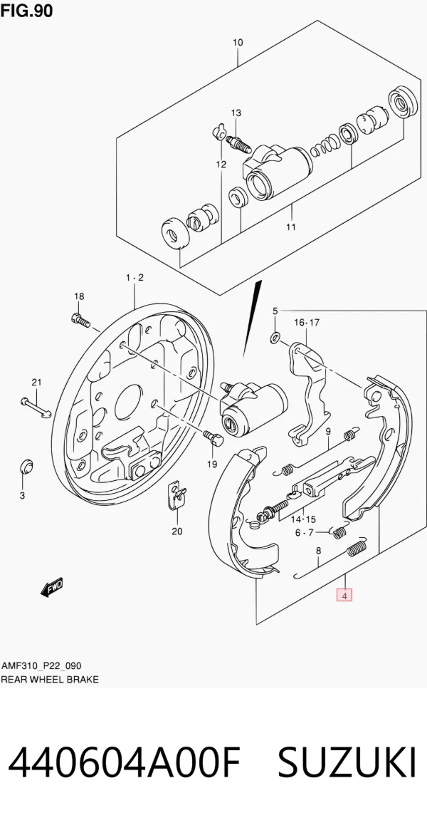 Задние барабанные колодки 440604A00F Suzuki