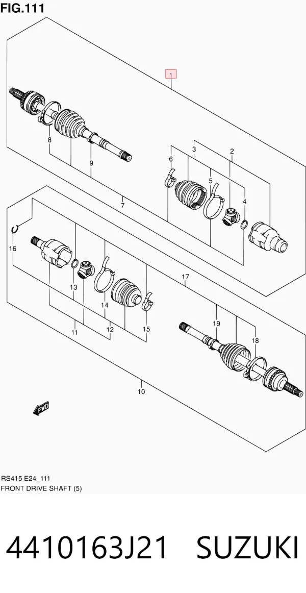 Правая полуось 4410163J21 Suzuki