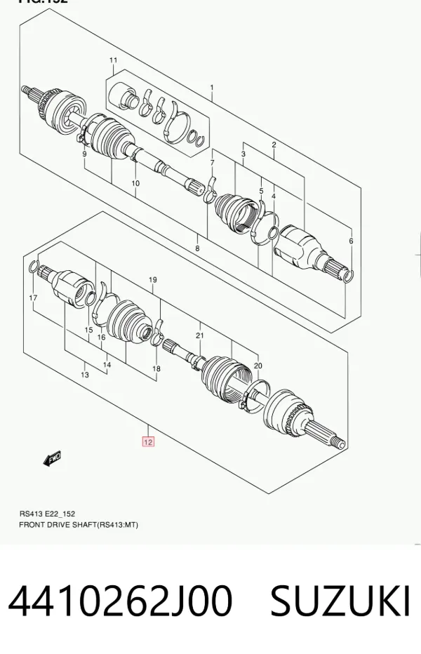 Левая полуось 4410262J00 Suzuki