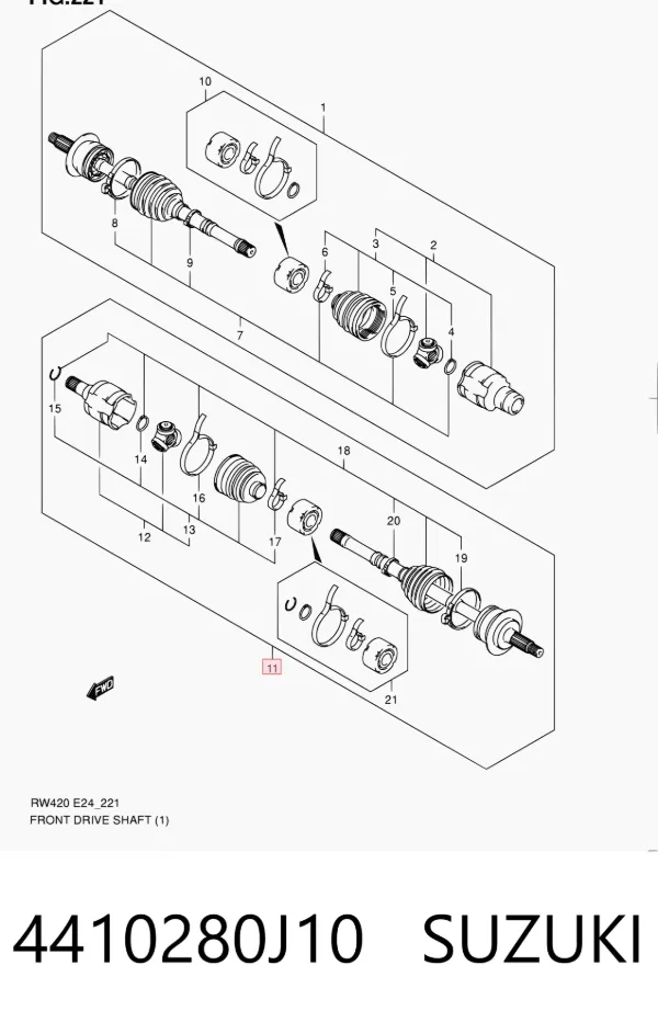 Левая полуось 4410280J10 Suzuki