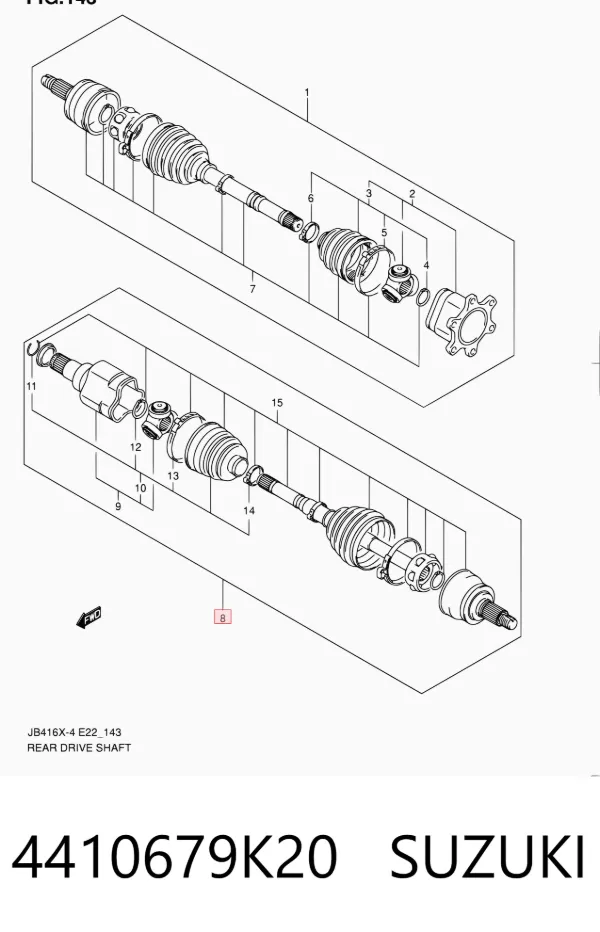 Полуось задняя левая 4410679K20 Suzuki