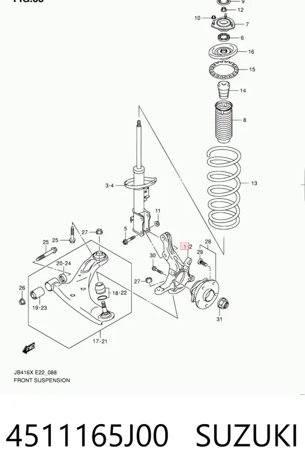 Цапфа передняя правая 4511165J00 Suzuki