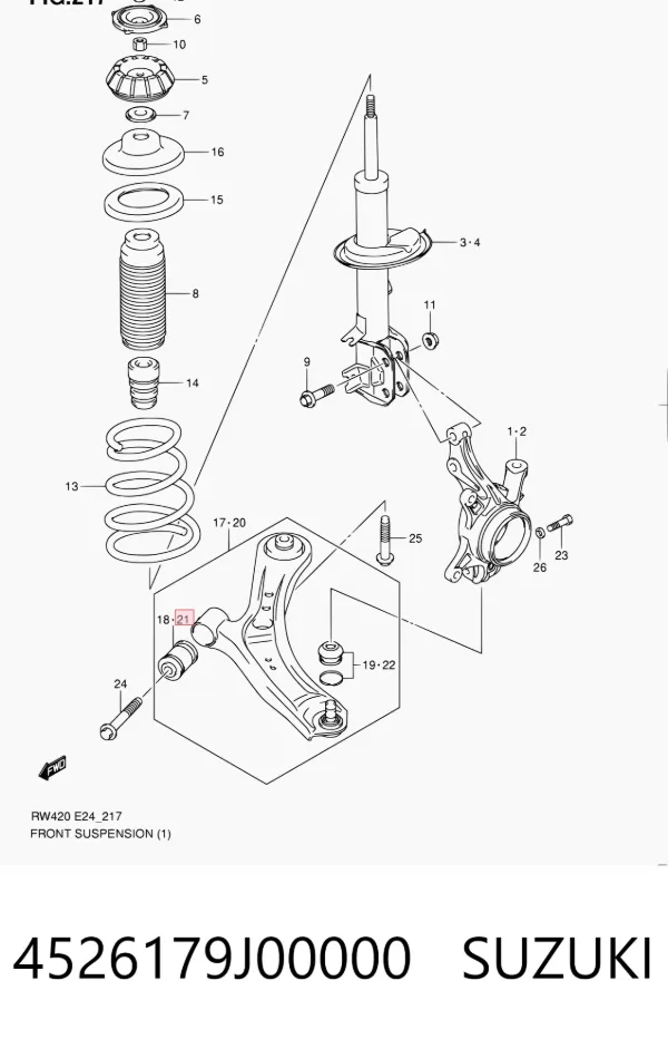 Сайлентблок переднего рычага 4526179J00000 Suzuki