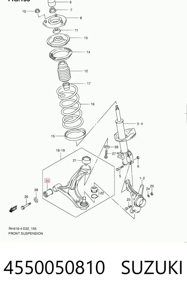 Сайлентблок переднего рычага 4550050810 Suzuki