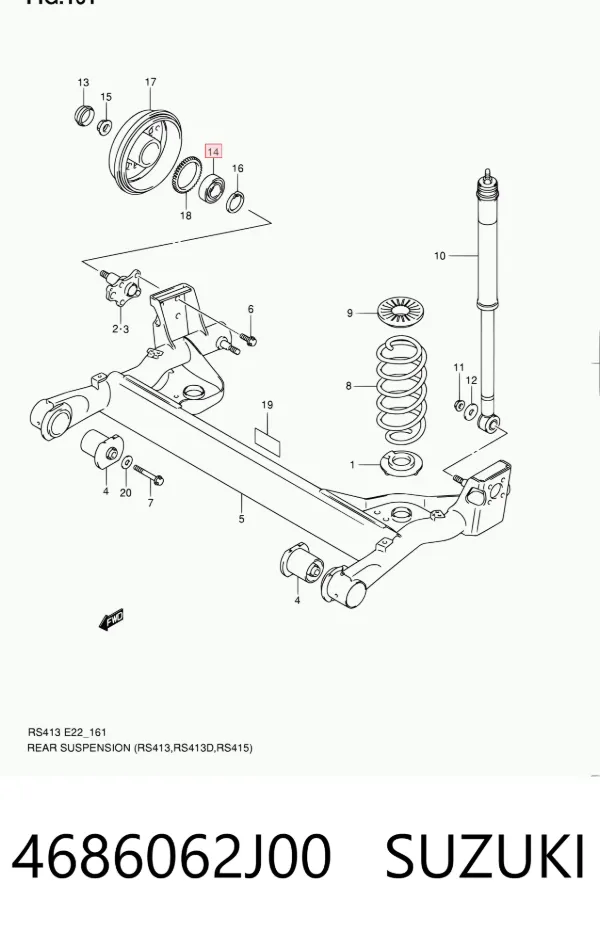 Подшипник задней ступицы 4686062J00 Suzuki