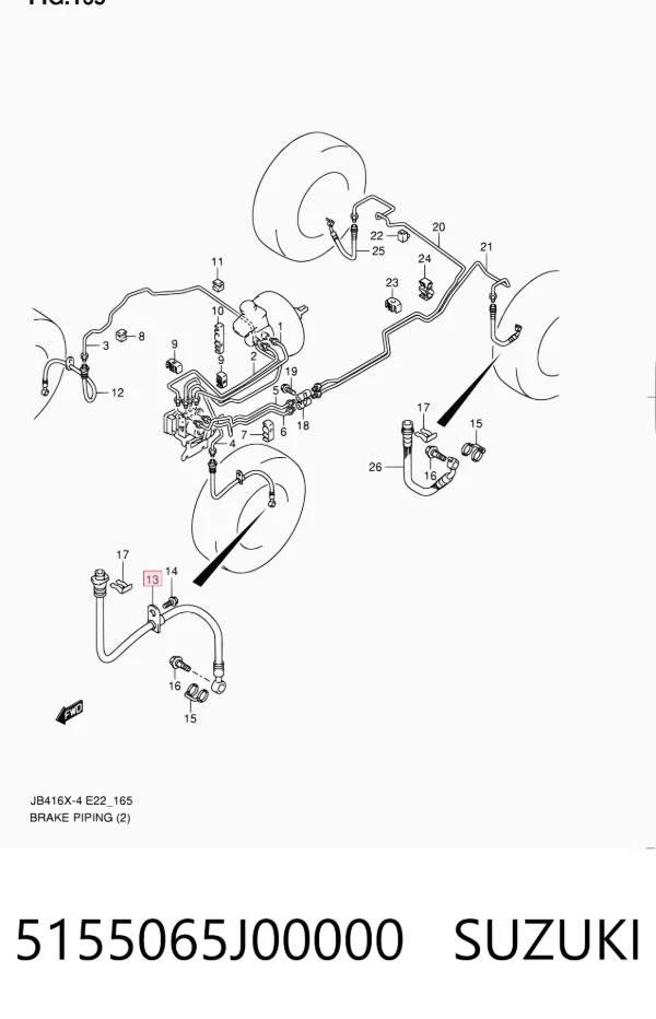 Шланг тормозной передний левый 5155065J00000 Suzuki