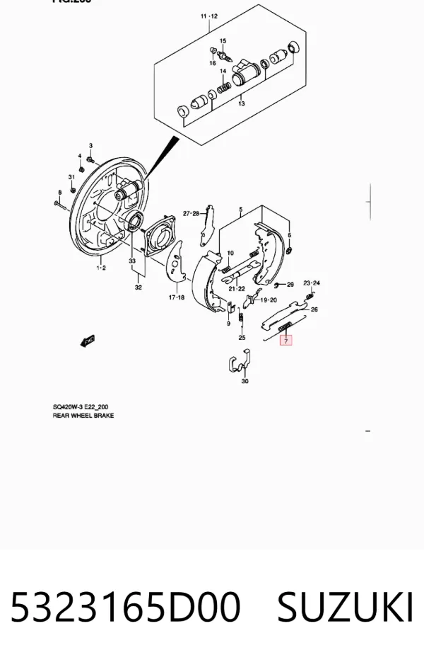 Монтажный комплект задних барабанных колодок 5323165D00 Suzuki