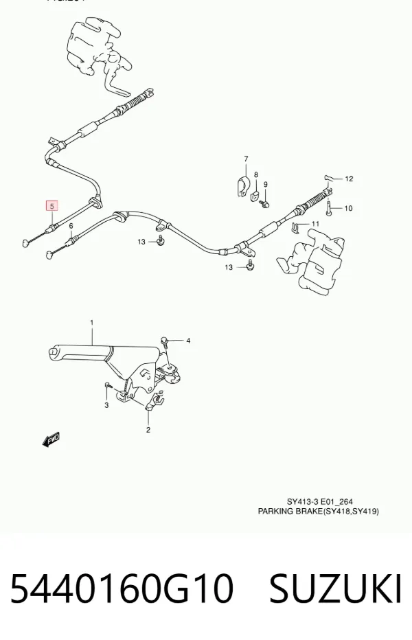 Задний правый трос ручника 5440160G10 Suzuki