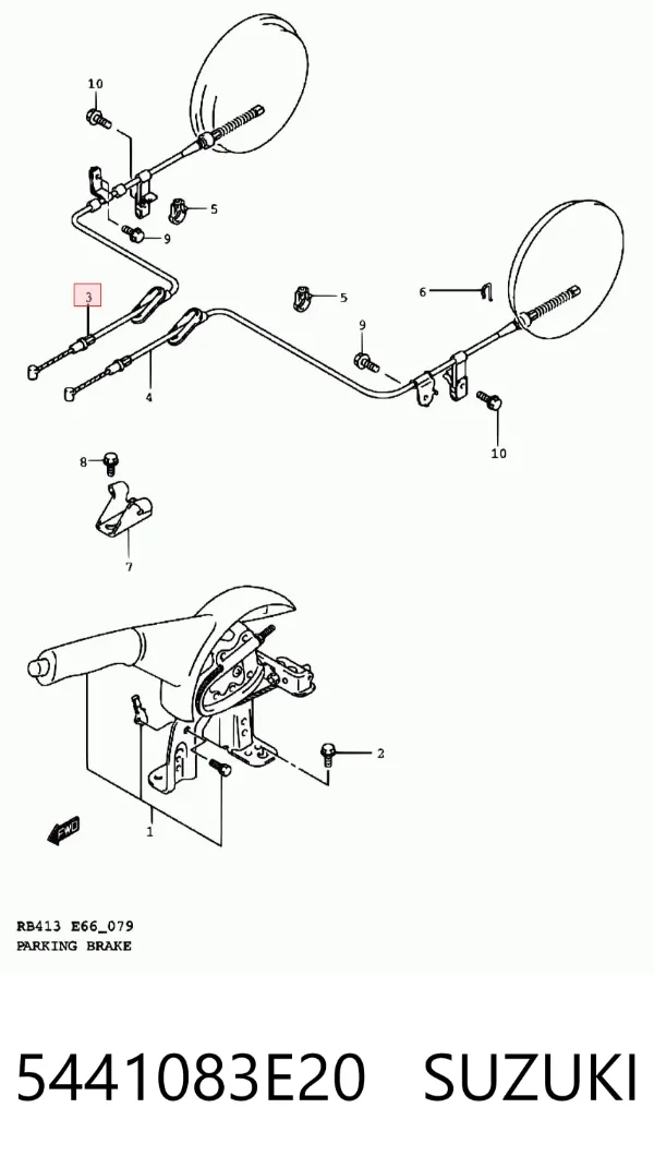 Задний правый трос ручника 5441083E20 Suzuki