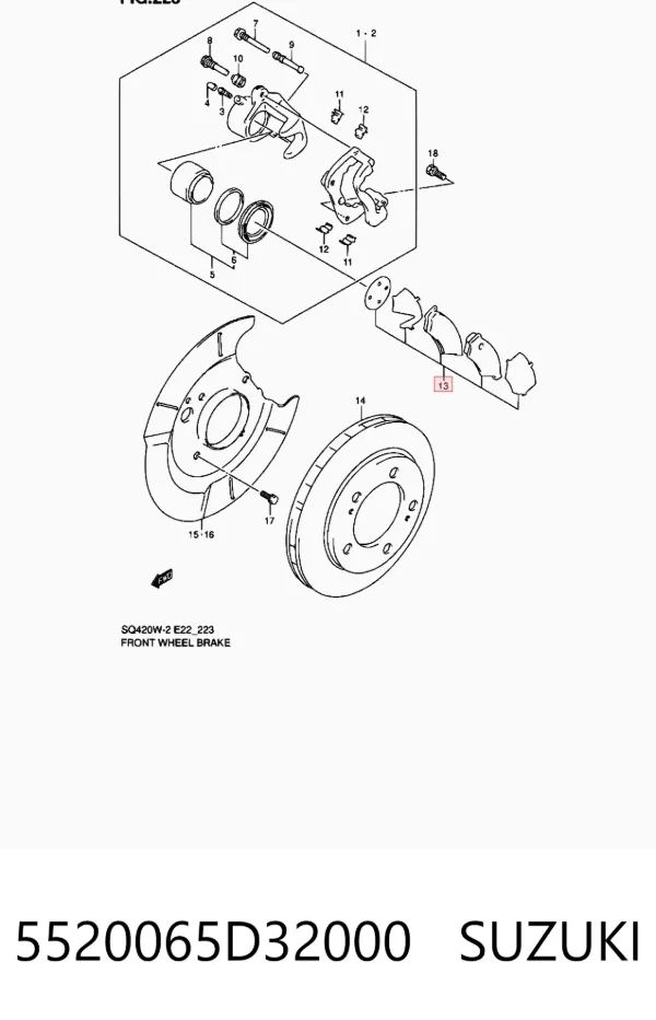 Передние тормозные колодки 5520065D32000 Suzuki