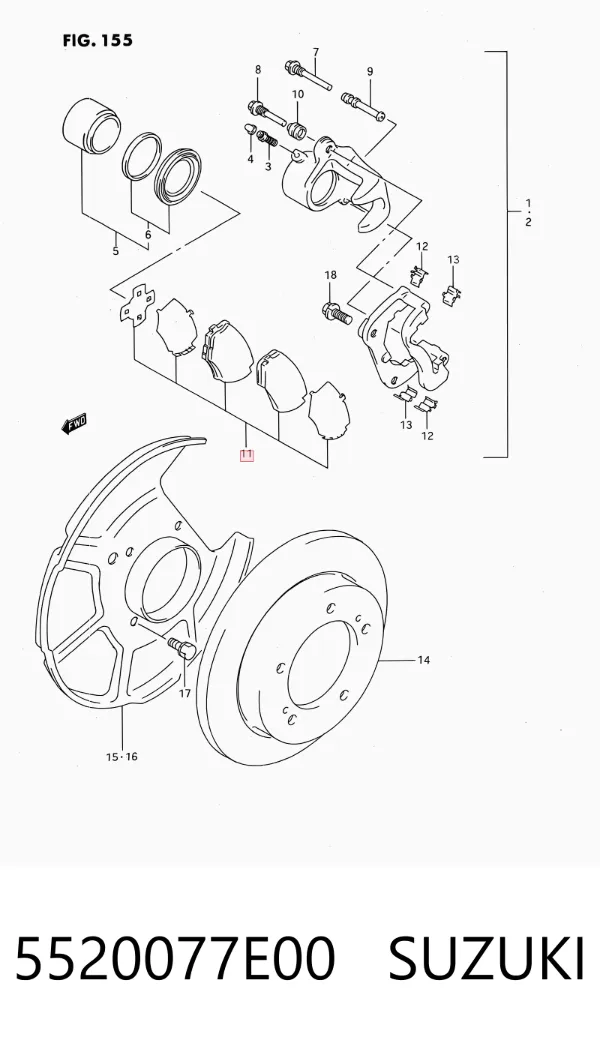 Передние тормозные колодки 5520077E00 Suzuki