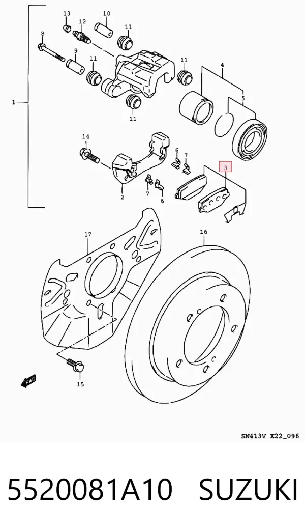 Передние тормозные колодки 5520081A10 Suzuki