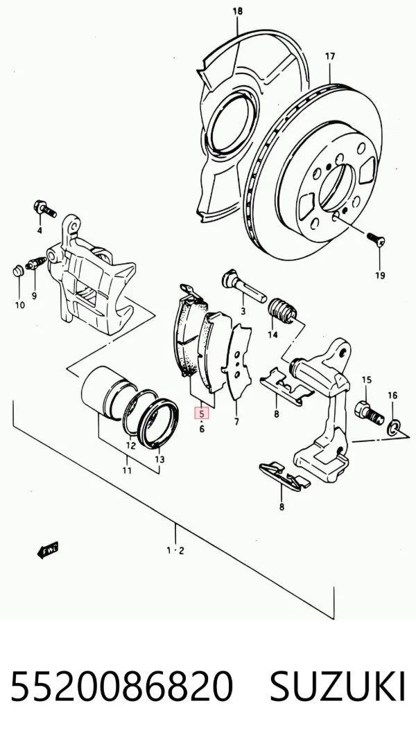 Передние тормозные колодки 5520086820 Suzuki