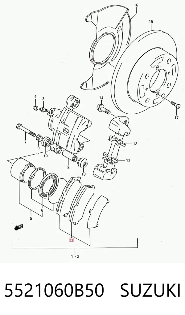 Передние тормозные колодки 5521060B50 Suzuki