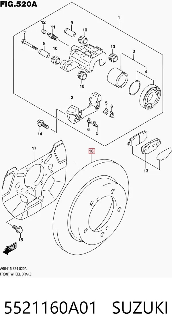 Передние тормозные диски 5521160A01 Suzuki