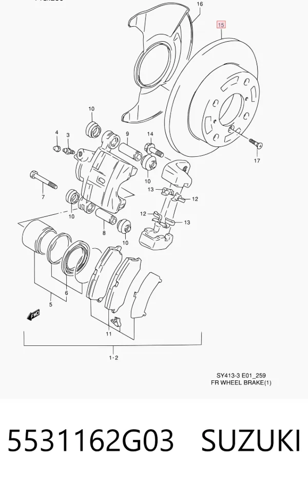 Передние тормозные диски 5531162G03 Suzuki