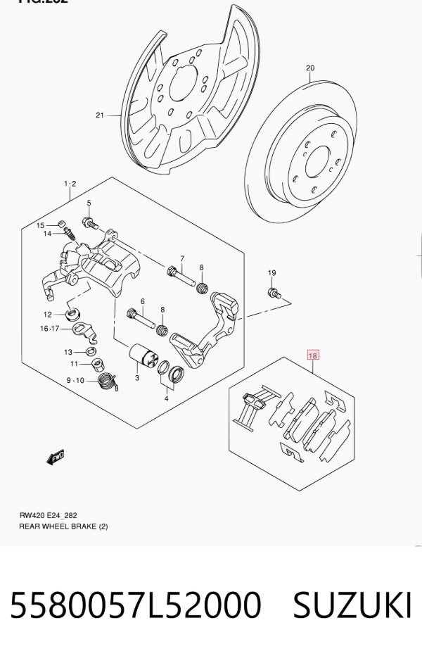 Задние тормозные колодки 5580057L52000 Suzuki