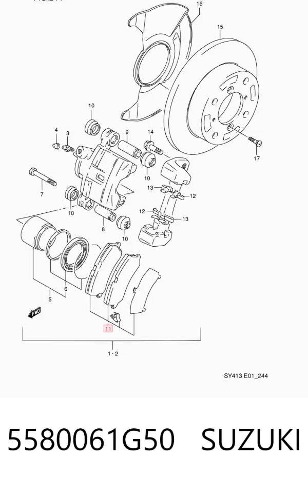 Передние тормозные колодки 5580061G50 Suzuki