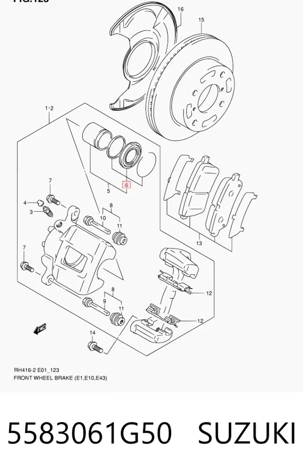 Ремкомплект переднего суппорта 5583061G50 Suzuki