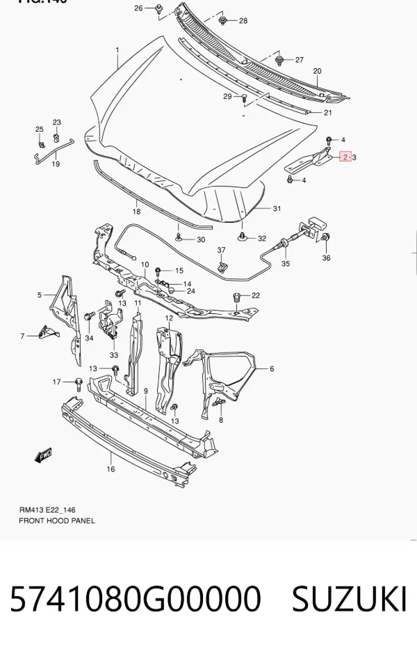 Петля капота правая 5741080G00000 Suzuki