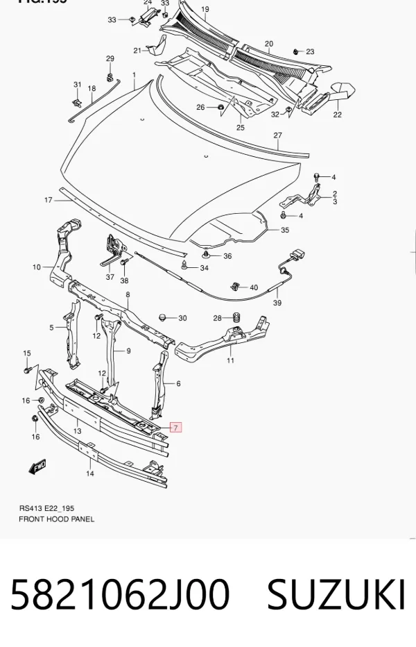 Суппорт радиатора нижний 5821062J00 Suzuki