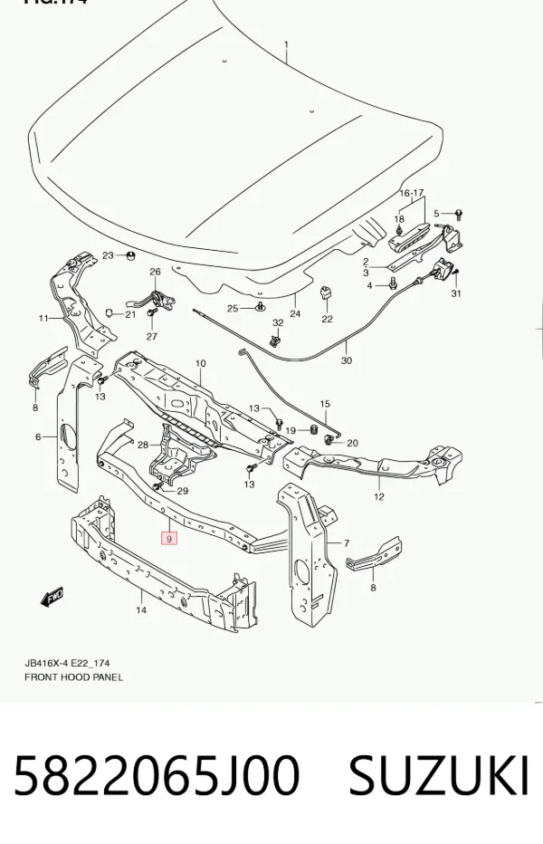 Суппорт радиатора нижний 5822065J00 Suzuki