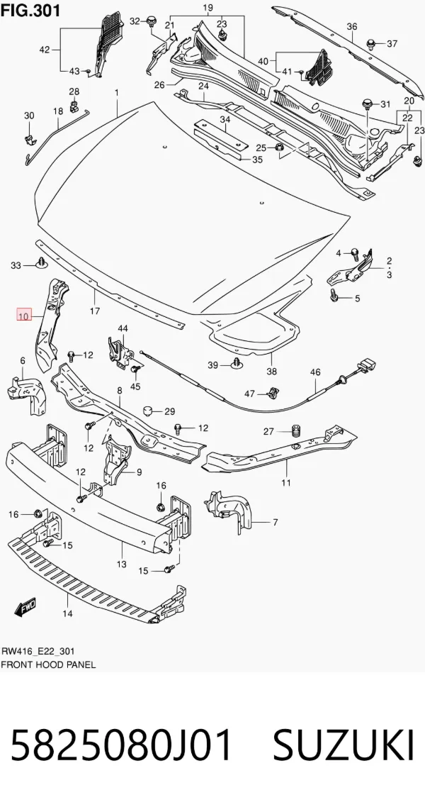 Суппорт радиатора правый (монтажная панель крепления фар) 5825080J01 Suzuki
