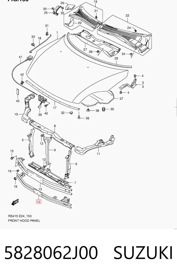 Усилитель переднего бампера 5828062J00 Suzuki