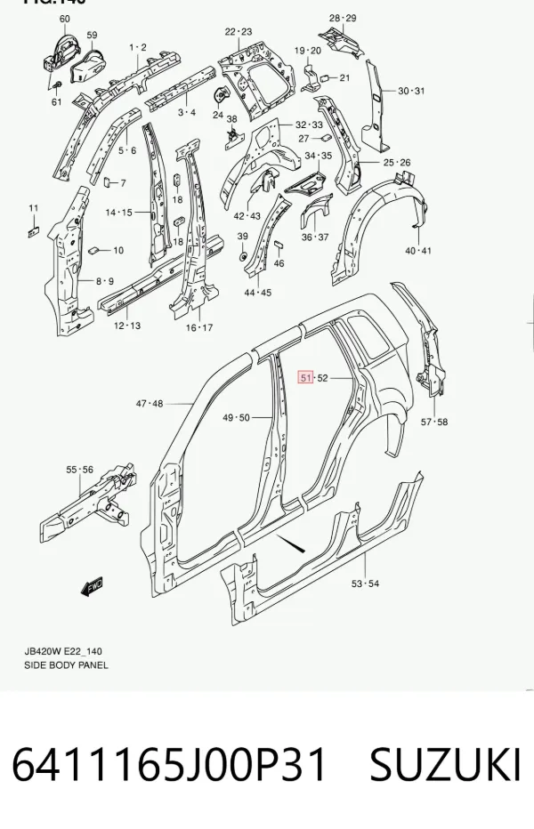 Крыло заднее правое 6411165J00P31 Suzuki