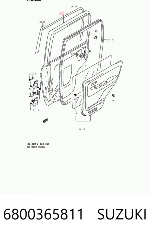 Дверь задняя правая 6800365811 Suzuki