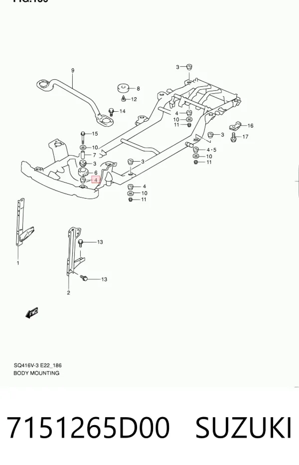 Подушка рамы (крепления кузова) 7151265D00 Suzuki