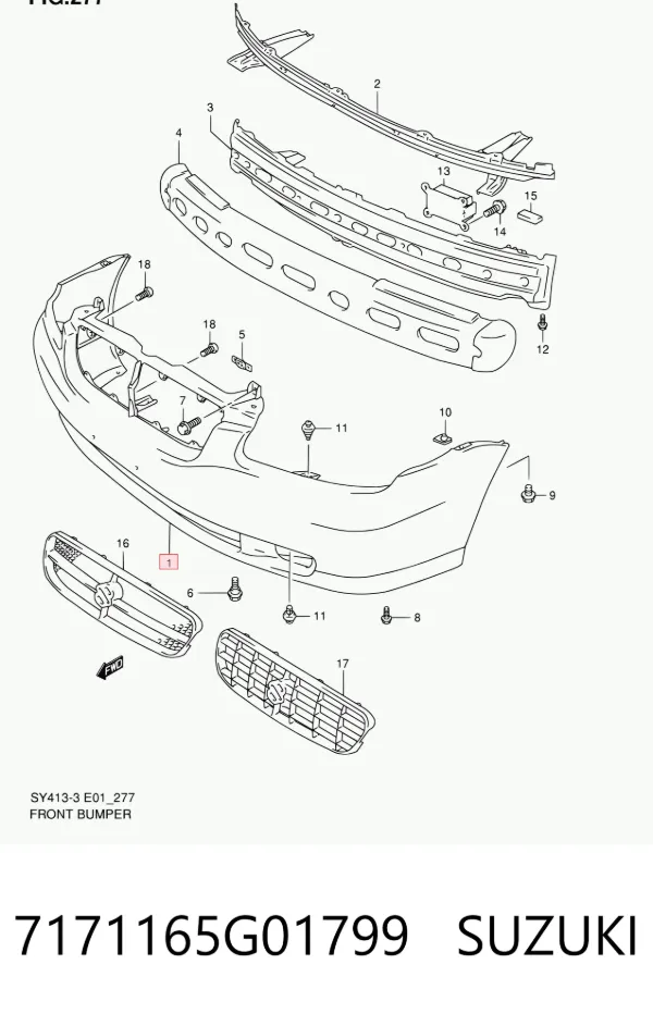 Передний бампер 7171165G01799 Suzuki