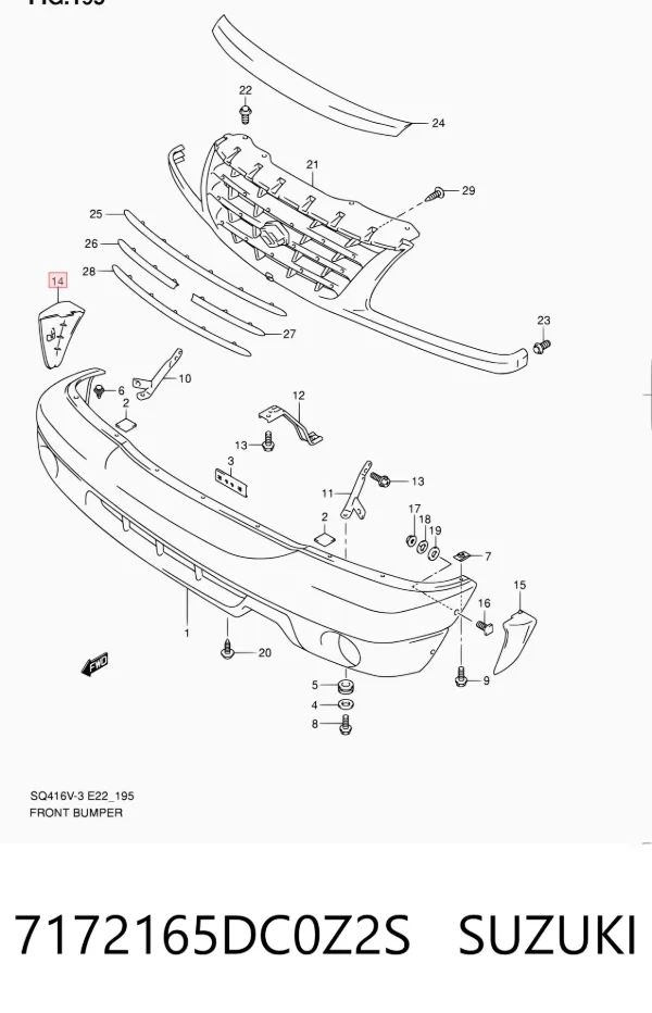 Накладка бампера переднего правая 7172165DC0Z2S Suzuki