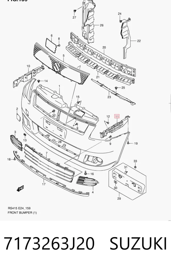 Кронштейн бампера переднего 7173263J20 Suzuki