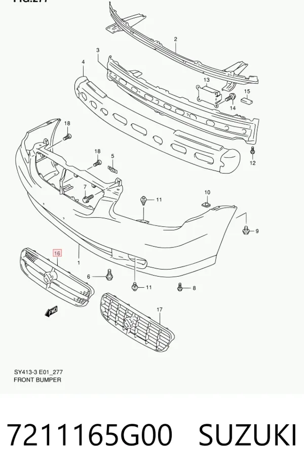 Решетка радиатора 7211165G00 Suzuki